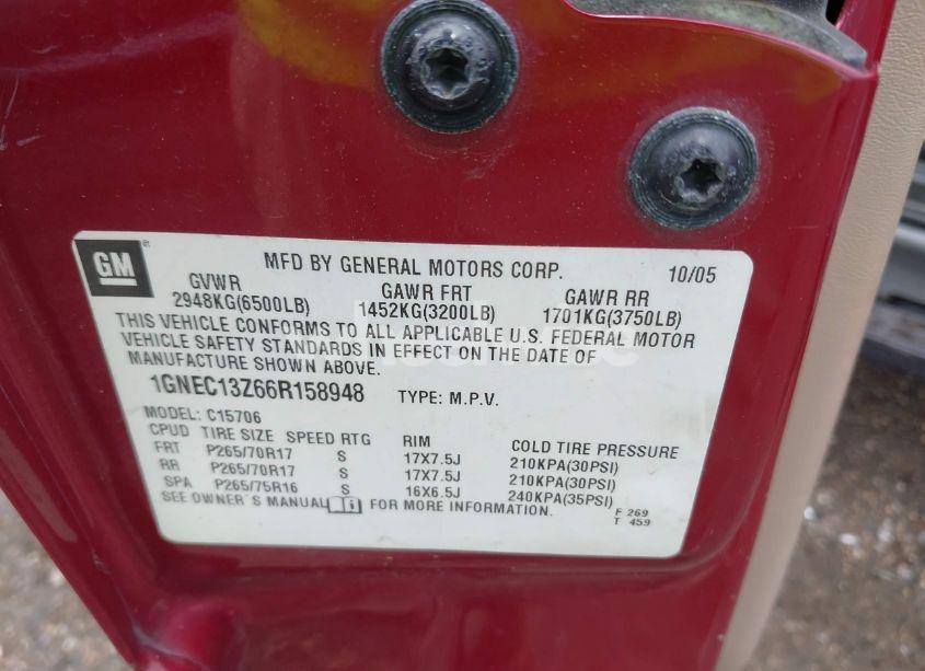 Photo 9 of 2006 Chevrolet Tahoe C1500 (VIN 1GNEC13Z66R158948)