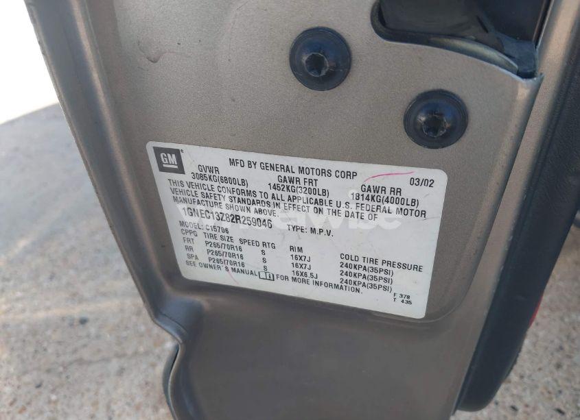 Photo 9 of 2002 Chevrolet Tahoe LS (VIN 1GNEC13Z82R259046)