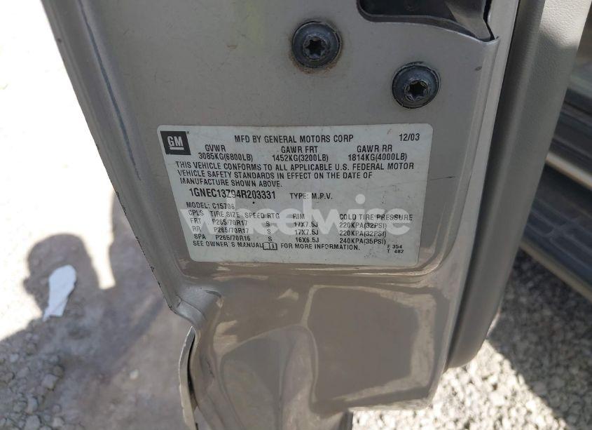 Photo 9 of 2004 Chevrolet Tahoe LT (VIN 1GNEC13Z94R203331)