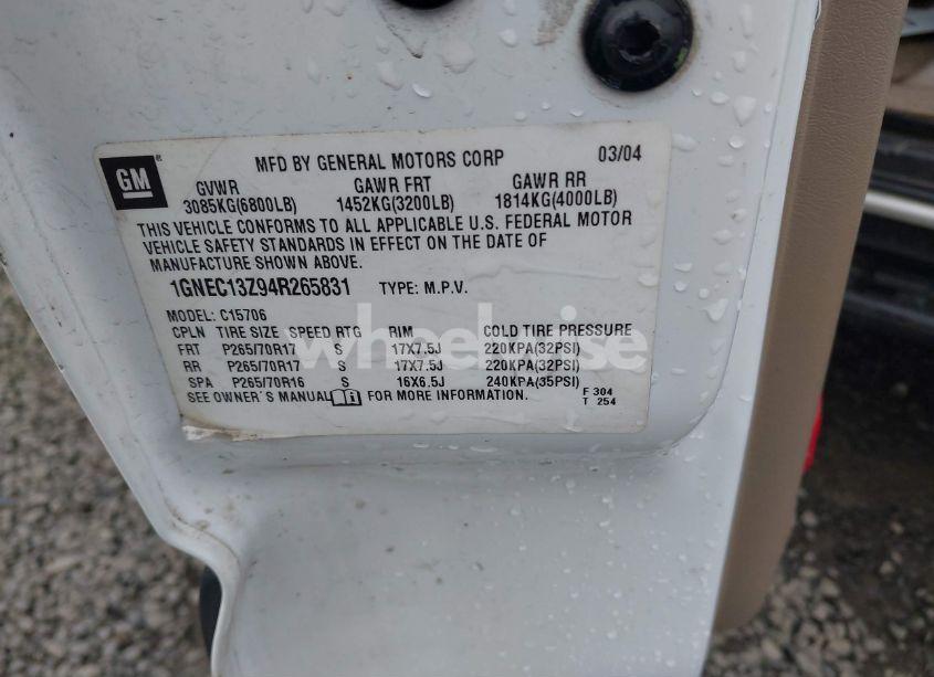 Photo 9 of 2004 Chevrolet Tahoe LS (VIN 1GNEC13Z94R265831)