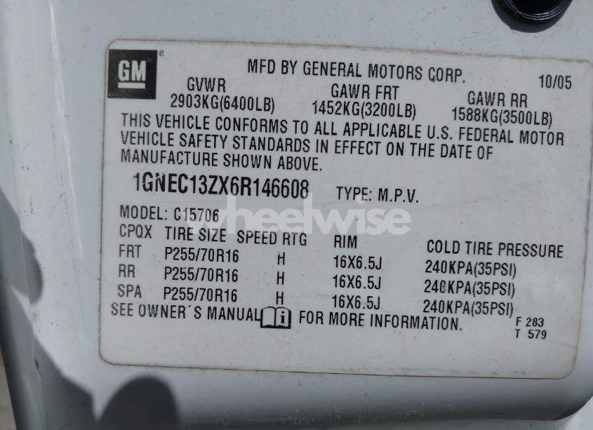 Photo 9 of 2006 Chevrolet Tahoe POLICE (VIN 1GNEC13ZX6R146608)