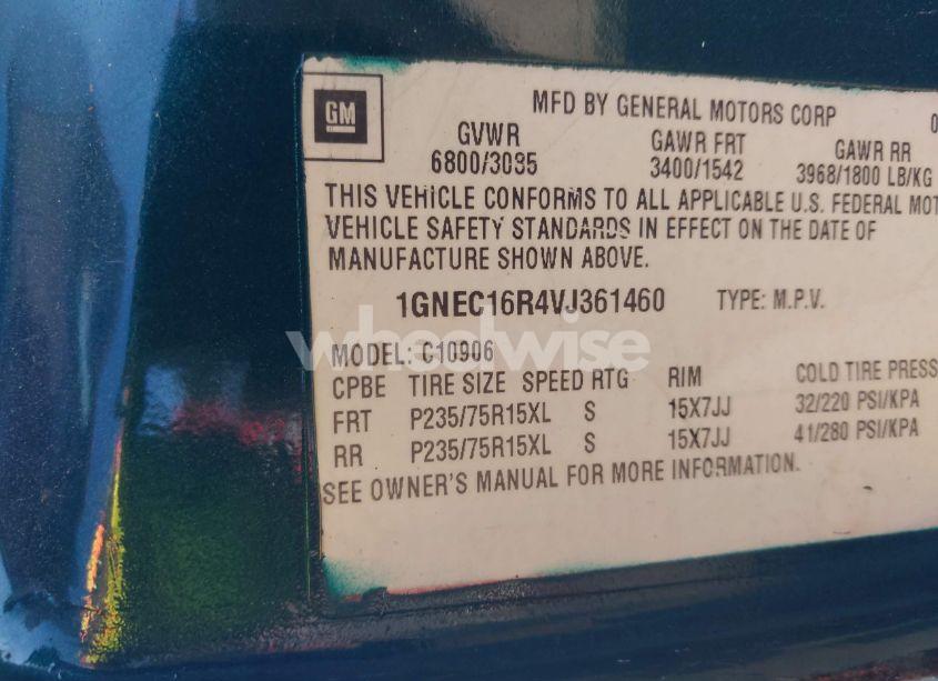 Photo 9 of 1997 Chevrolet Suburban 1500 (VIN 1GNEC16R4VJ361460)