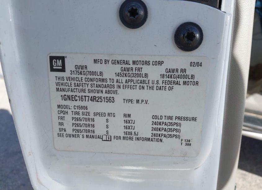 Photo 9 of 2004 Chevrolet Suburban 1500 LS (VIN 1GNEC16T74R251563)