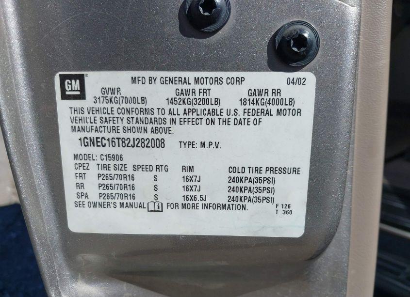 Photo 9 of 2002 Chevrolet Suburban 1500 LT (VIN 1GNEC16T82J282008)