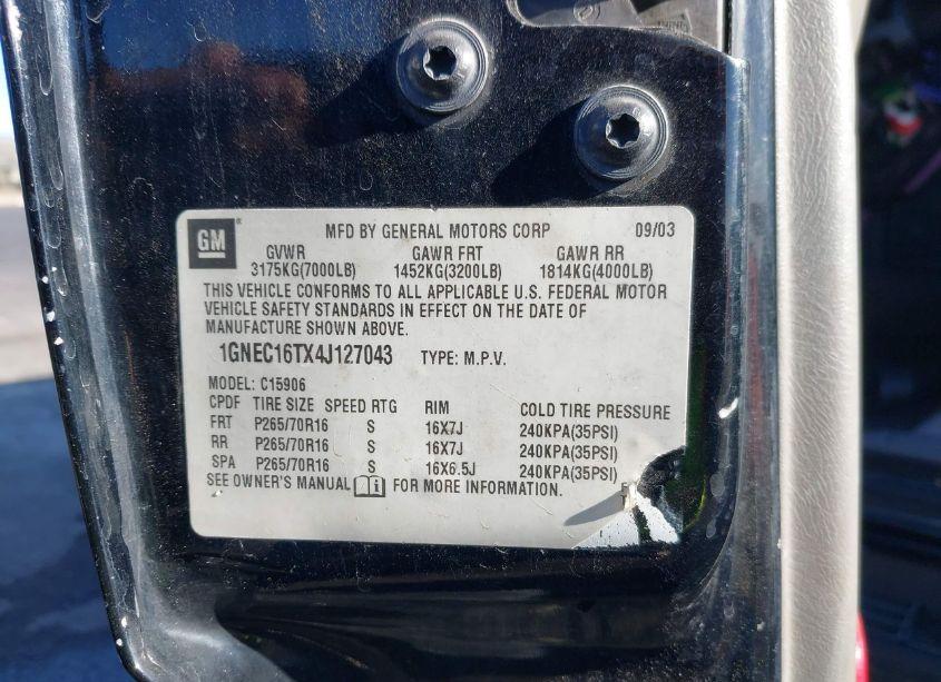 Photo 9 of 2004 Chevrolet Suburban 1500 LS (VIN 1GNEC16TX4J127043)