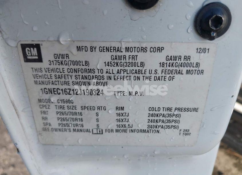 Photo 9 of 2002 Chevrolet Suburban 1500 LS (VIN 1GNEC16Z12J190324)