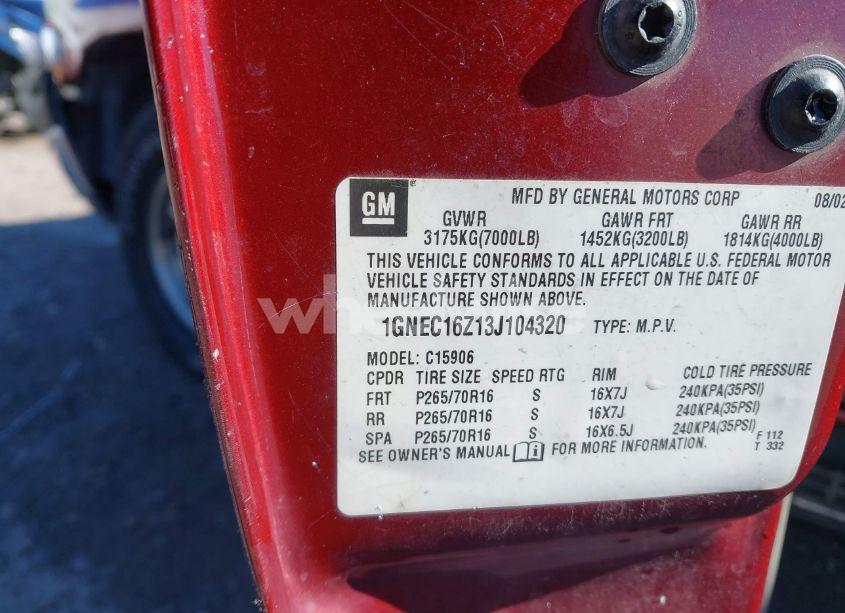 Photo 9 of 2003 Chevrolet Suburban 1500 LS (VIN 1GNEC16Z13J104320)