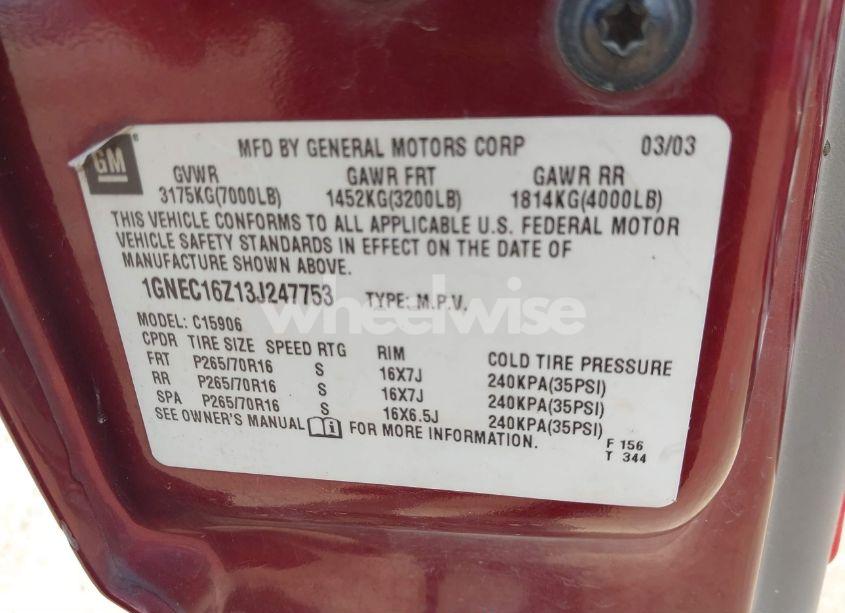 Photo 9 of 2003 Chevrolet Suburban 1500 LS (VIN 1GNEC16Z13J247753)