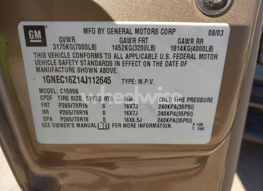 Photo 9 of 2004 Chevrolet Suburban 1500 LT (VIN 1GNEC16Z14J112645)