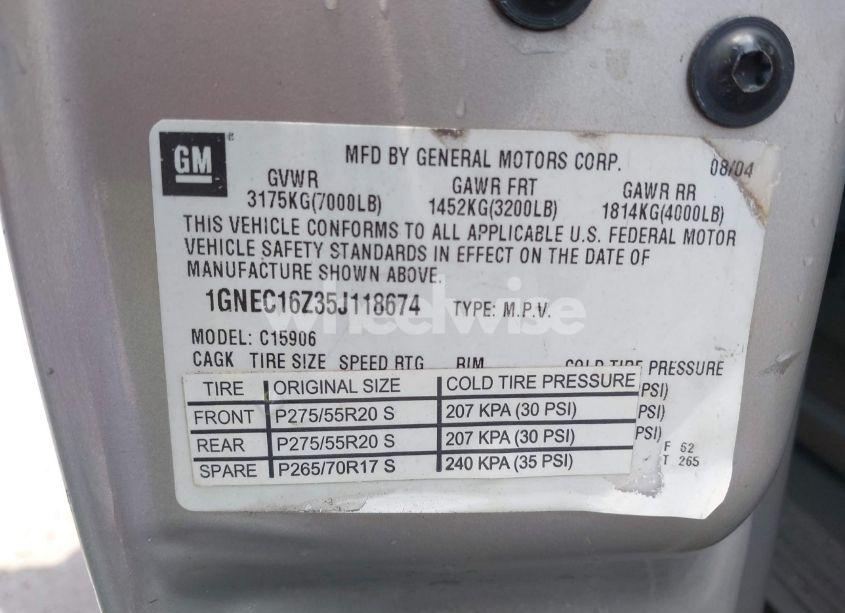 Photo 9 of 2005 Chevrolet Suburban 1500 LT (VIN 1GNEC16Z35J118674)