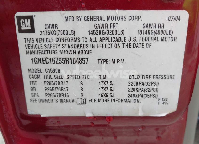 Photo 9 of 2005 Chevrolet Suburban 1500 LT (VIN 1GNEC16Z55R104857)