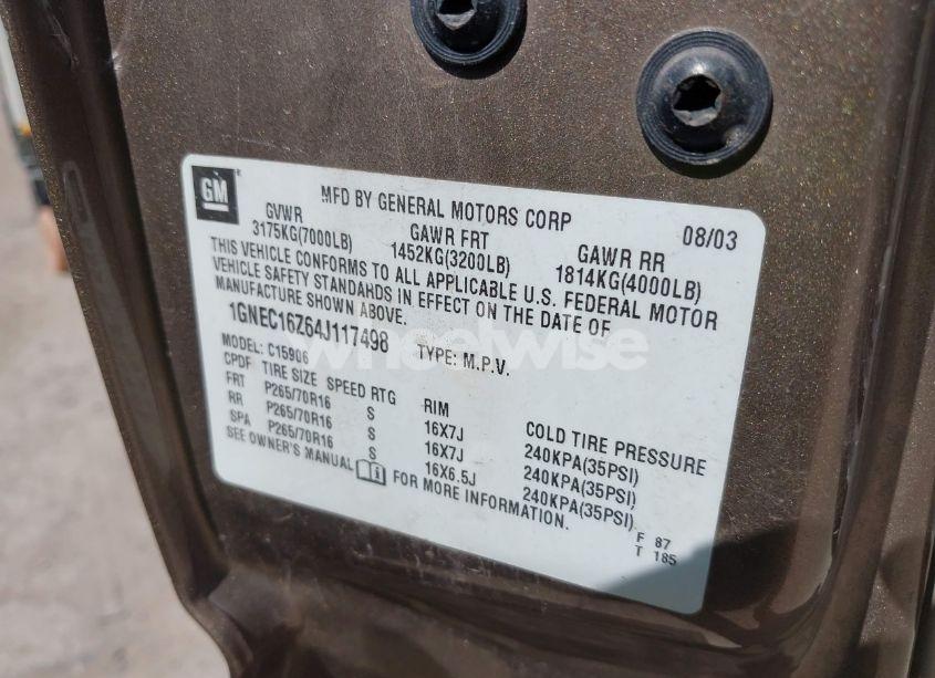 Photo 9 of 2004 Chevrolet Suburban 1500 LS (VIN 1GNEC16Z64J117498)