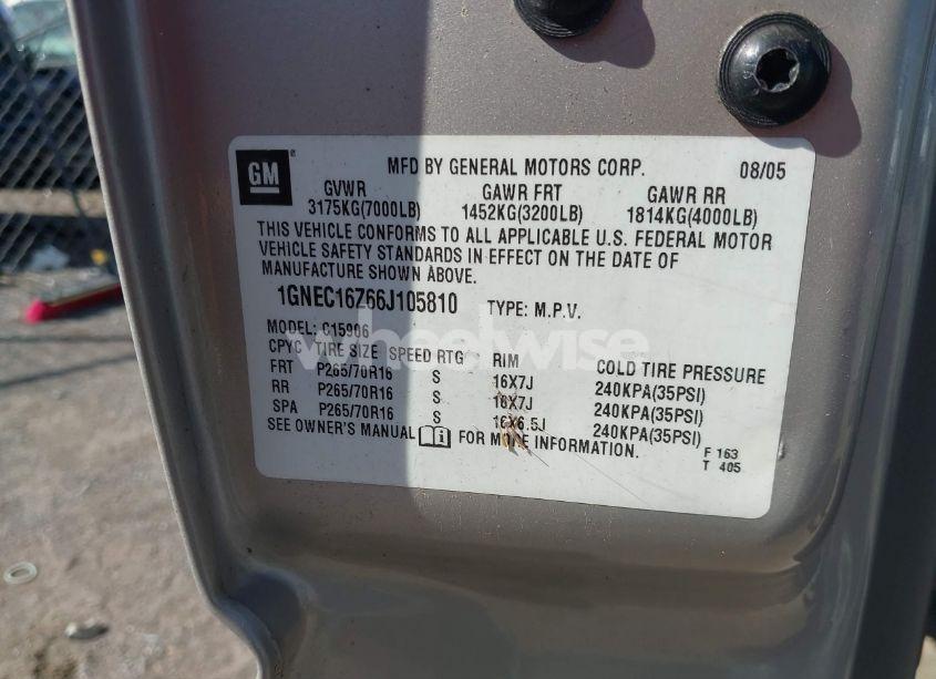 Photo 9 of 2006 Chevrolet Suburban 1500 LS (VIN 1GNEC16Z66J105810)