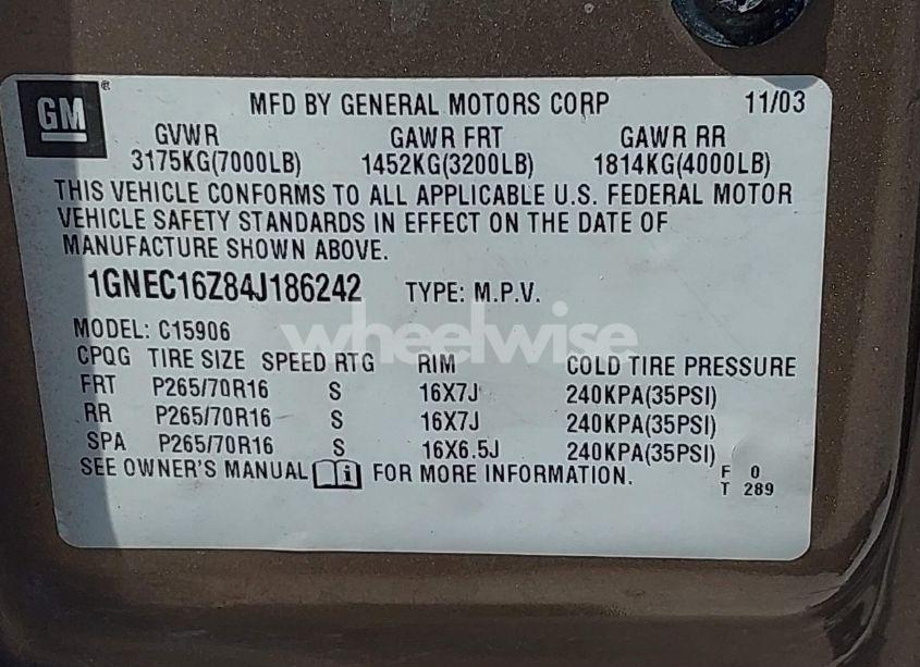 Photo 9 of 2004 Chevrolet Suburban 1500 LS (VIN 1GNEC16Z84J186242)