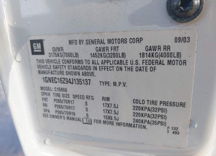 Photo 9 of 2004 Chevrolet Suburban 1500 LT (VIN 1GNEC16Z94J135137)