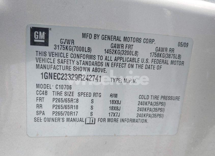 Photo 9 of 2009 Chevrolet Tahoe LT1 (VIN 1GNEC23329R242741)