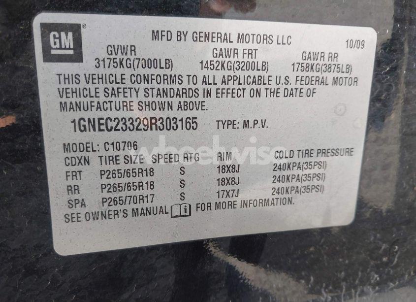 Photo 9 of 2009 Chevrolet Tahoe LT2 (VIN 1GNEC23329R303165)