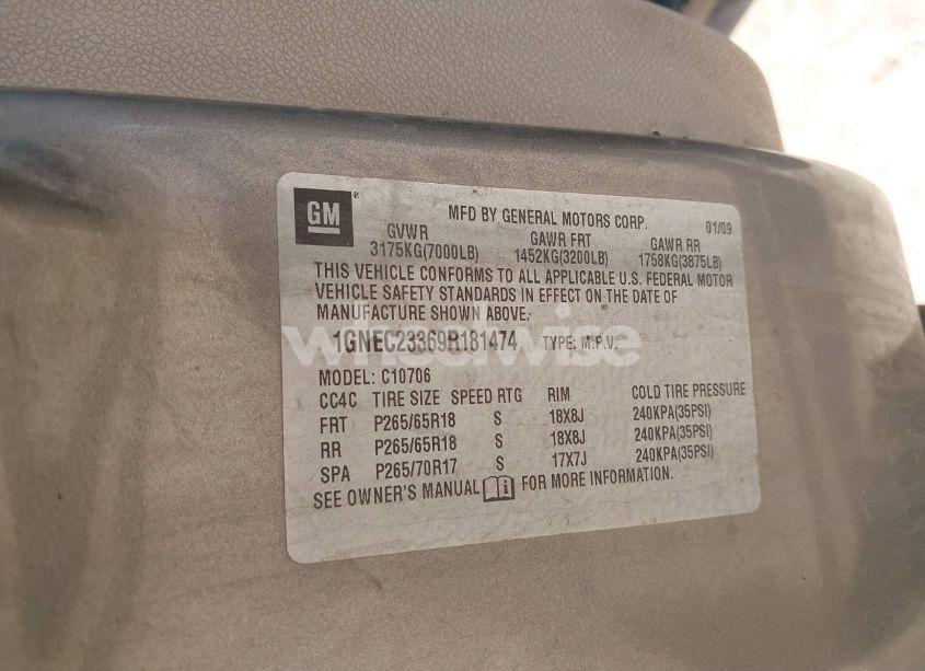 Photo 9 of 2009 Chevrolet Tahoe LT2 (VIN 1GNEC23369R181474)