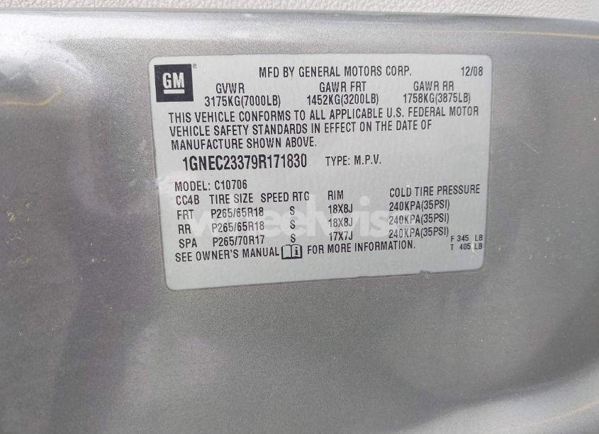 Photo 9 of 2009 Chevrolet Tahoe LT1 (VIN 1GNEC23379R171830)