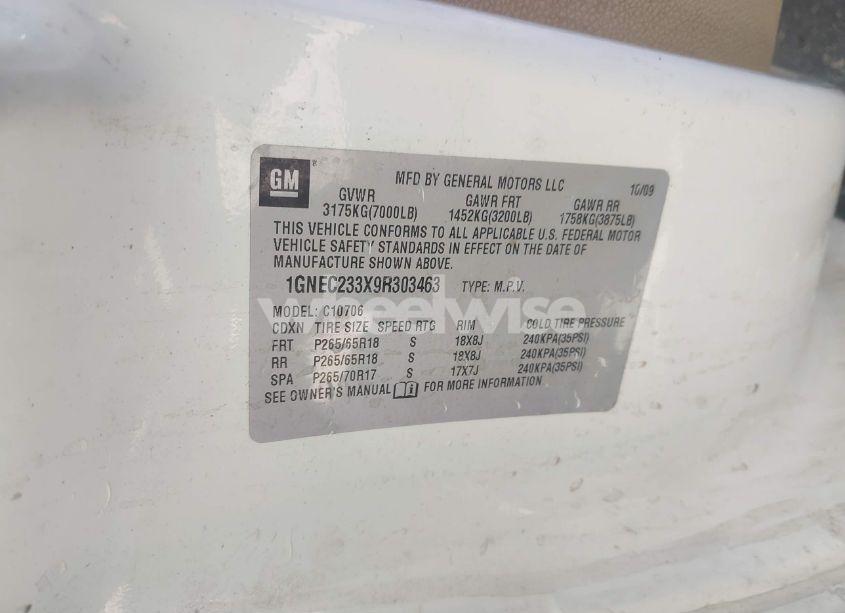 Photo 9 of 2009 Chevrolet Tahoe C1500 LT (VIN 1GNEC233X9R303463)