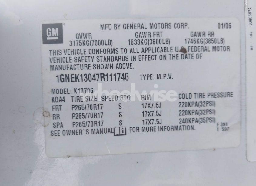 Photo 9 of 2007 Chevrolet Tahoe LT (VIN 1GNEK13047R111746)