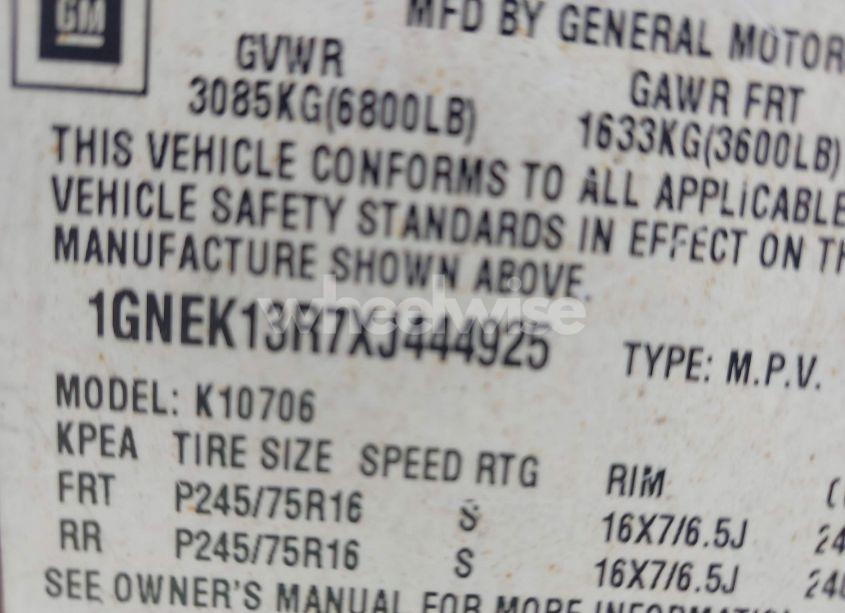 Photo 9 of 1999 Chevrolet Tahoe LS (VIN 1GNEK13R7XJ444925)