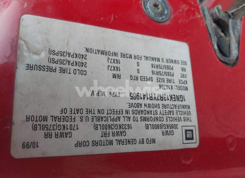 Photo 9 of 2000 Chevrolet Tahoe Z71 (VIN 1GNEK13R7YR141985)