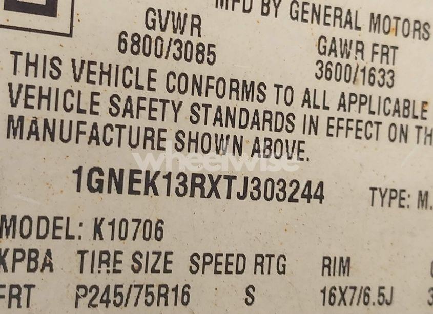 Photo 9 of 1996 Chevrolet Tahoe K1500 (VIN 1GNEK13RXTJ303244)