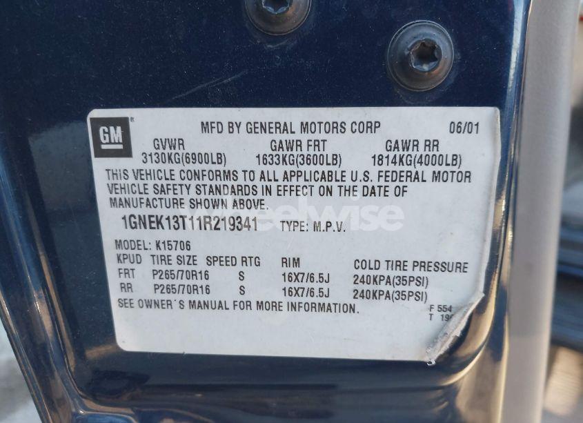 Photo 9 of 2001 Chevrolet Tahoe LT (VIN 1GNEK13T11R219341)