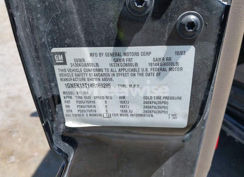 Photo 9 of 2004 Chevrolet Tahoe LS (VIN 1GNEK13T14R169285)