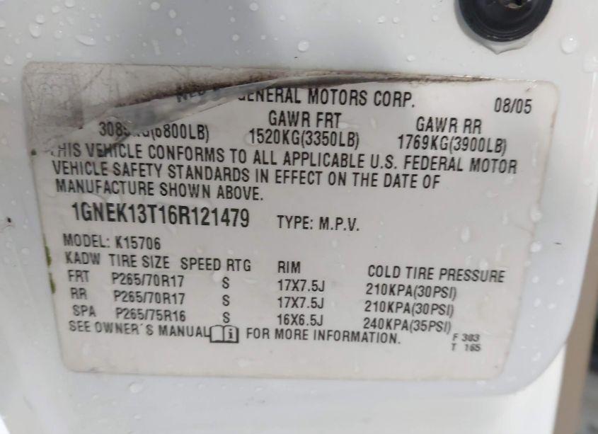 Photo 9 of 2006 Chevrolet Tahoe Z71 (VIN 1GNEK13T16R121479)