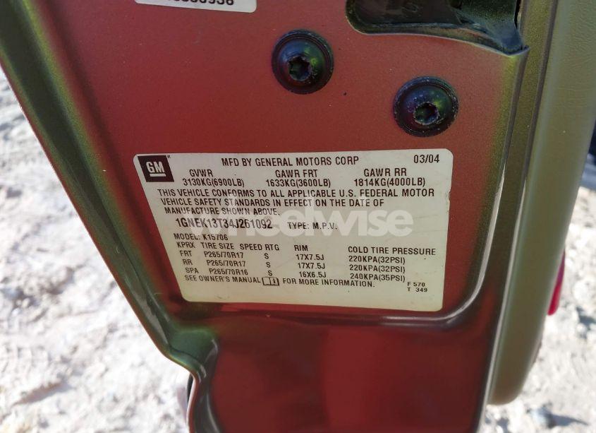 Photo 9 of 2004 Chevrolet Tahoe LT (VIN 1GNEK13T34J261092)