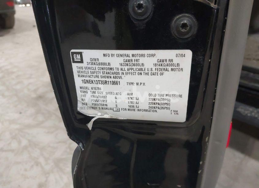 Photo 9 of 2005 Chevrolet Tahoe LT (VIN 1GNEK13T35R110661)