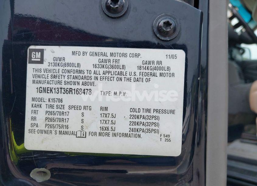 Photo 9 of 2006 Chevrolet Tahoe LT (VIN 1GNEK13T36R168478)