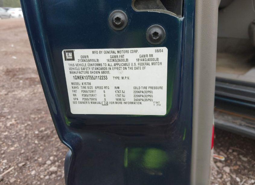 Photo 9 of 2005 Chevrolet Tahoe LT (VIN 1GNEK13T55J112233)