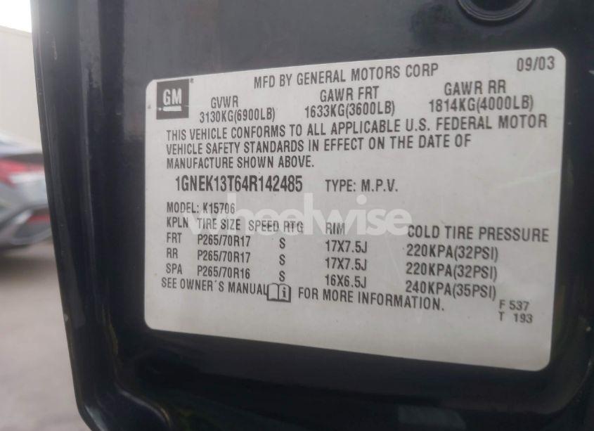 Photo 9 of 2004 Chevrolet Tahoe LT (VIN 1GNEK13T64R142485)