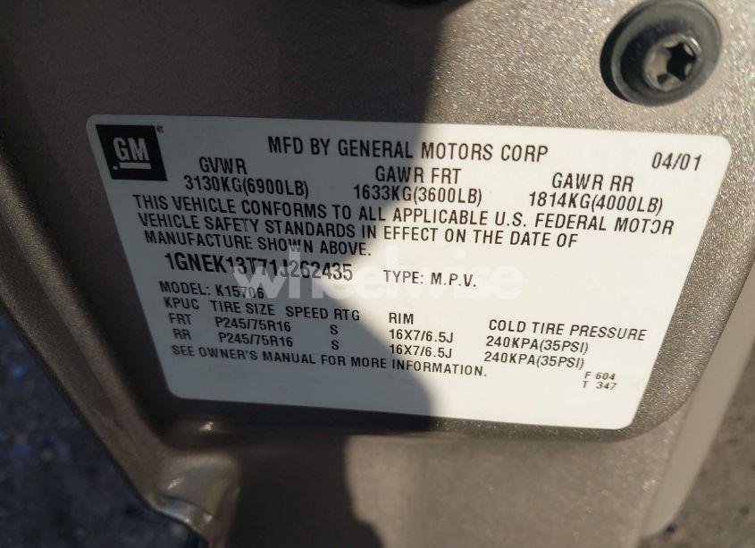 Photo 9 of 2001 Chevrolet Tahoe LS (VIN 1GNEK13T71J262435)