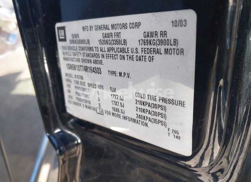 Photo 9 of 2004 Chevrolet Tahoe Z71 (VIN 1GNEK13T74R164303)