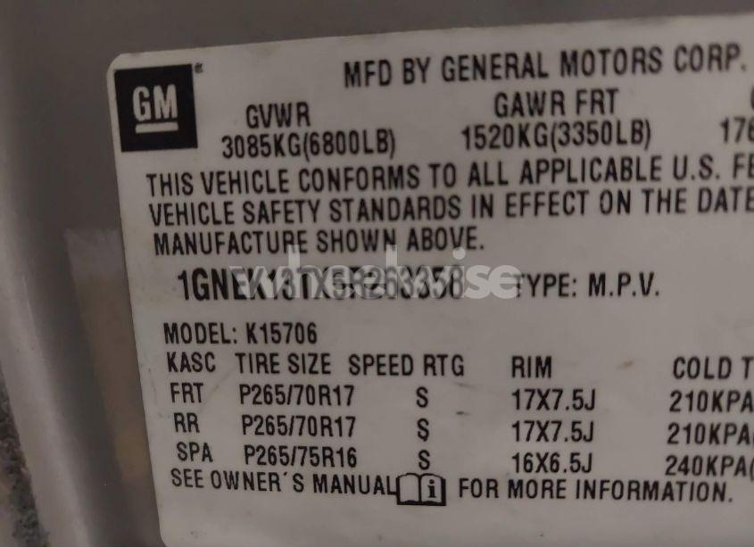 Photo 9 of 2005 Chevrolet Tahoe Z71 (VIN 1GNEK13TX5R263358)