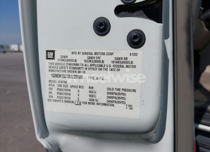 Photo 9 of 2002 Chevrolet Tahoe LT (VIN 1GNEK13Z02J222686)