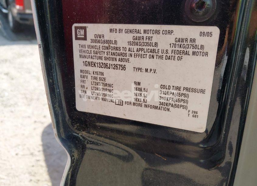 Photo 9 of 2006 Chevrolet Tahoe COMMERCIAL FLEET (VIN 1GNEK13Z06J126756)