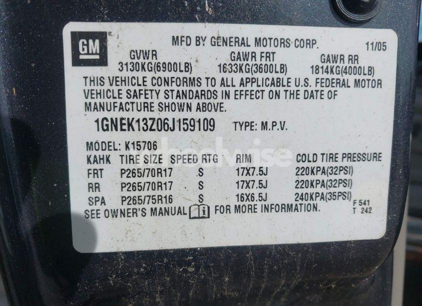 Photo 9 of 2006 Chevrolet Tahoe LT (VIN 1GNEK13Z06J159109)