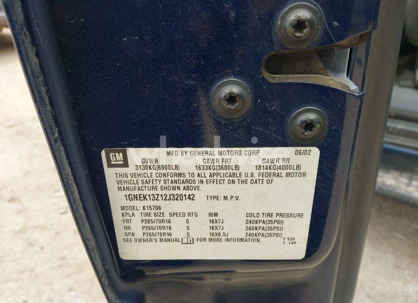 Photo 9 of 2002 Chevrolet Tahoe LS (VIN 1GNEK13Z12J320142)