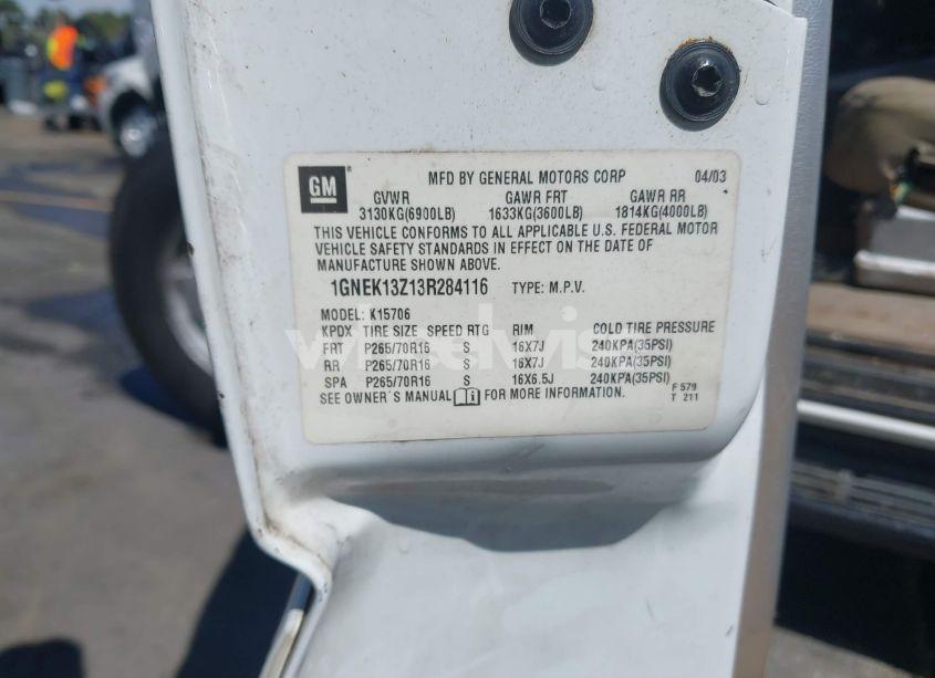 Photo 9 of 2003 Chevrolet Tahoe LT (VIN 1GNEK13Z13R284116)