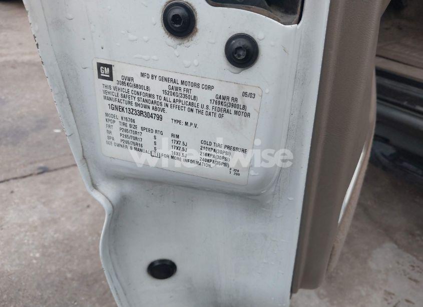 Photo 9 of 2003 Chevrolet Tahoe Z71 (VIN 1GNEK13Z33R304799)