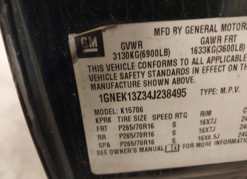 Photo 9 of 2004 Chevrolet Tahoe LS (VIN 1GNEK13Z34J238495)
