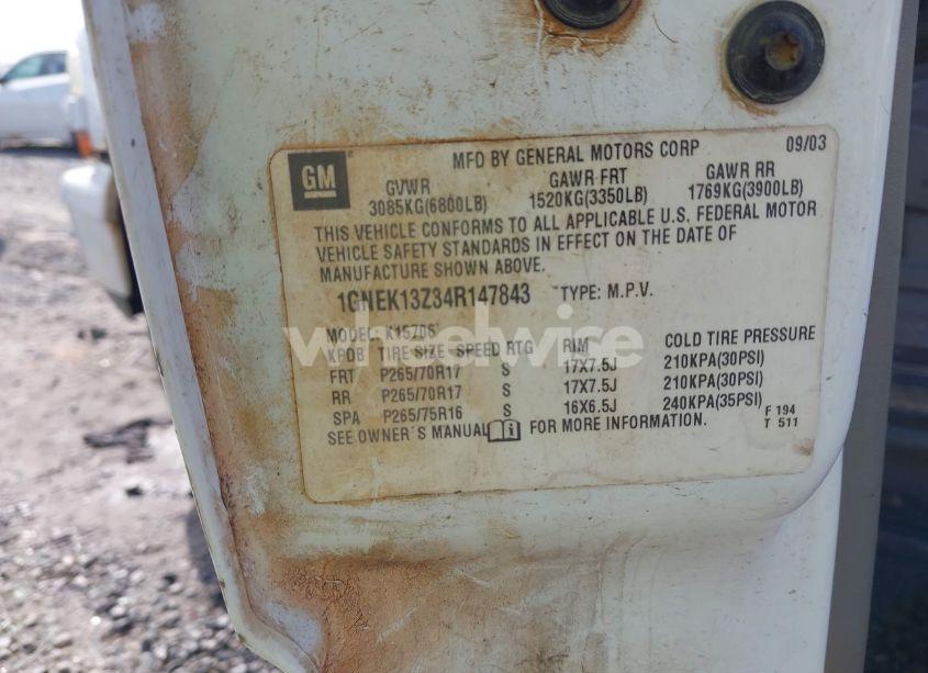 Photo 9 of 2004 Chevrolet Tahoe Z71 (VIN 1GNEK13Z34R147843)