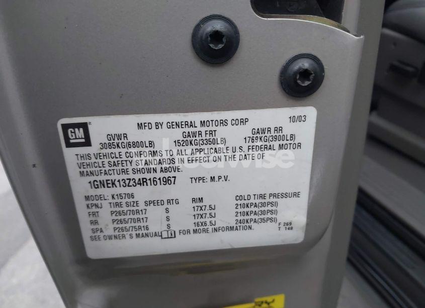 Photo 9 of 2004 Chevrolet Tahoe Z71 (VIN 1GNEK13Z34R161967)