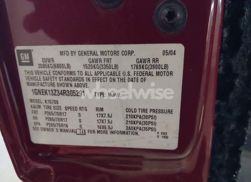 Photo 9 of 2004 Chevrolet Tahoe Z71 (VIN 1GNEK13Z34R305291)