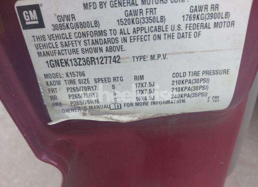 Photo 9 of 2006 Chevrolet Tahoe Z71 (VIN 1GNEK13Z36R127742)